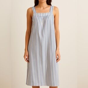 Joules Striped blue & white apron dress zip back